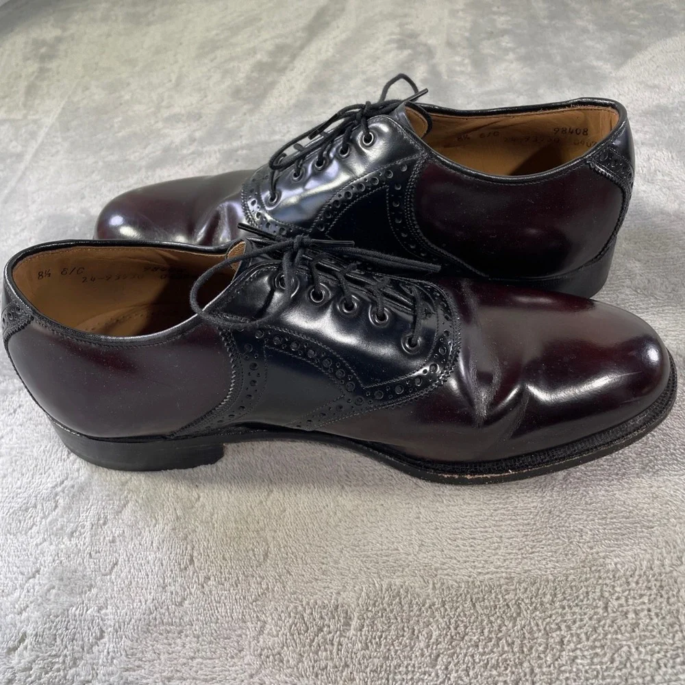 Johnston Murphy Oxford Dress Shoes Mens 8.5 Burgundy Black Leather Office Career